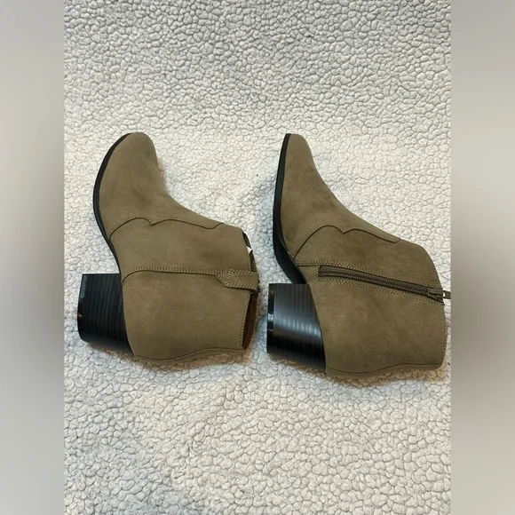 Old Navy Olive Faux-Suede Ankle Boots - Picture 7 of 15